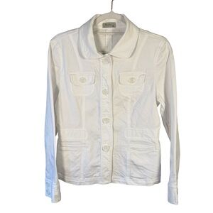 Vessuti White Cotton Stretch Jacket Size M Casual Minimalist Classic Utility